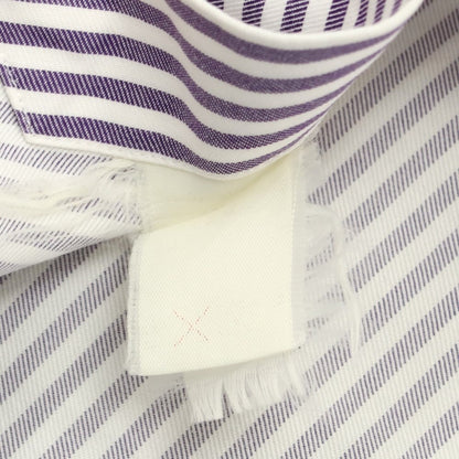 [Used] ORIAN Cotton Striped Semi-Wide Collar Dress Shirt White x Purple [37] [Condition Rank D] [Men&