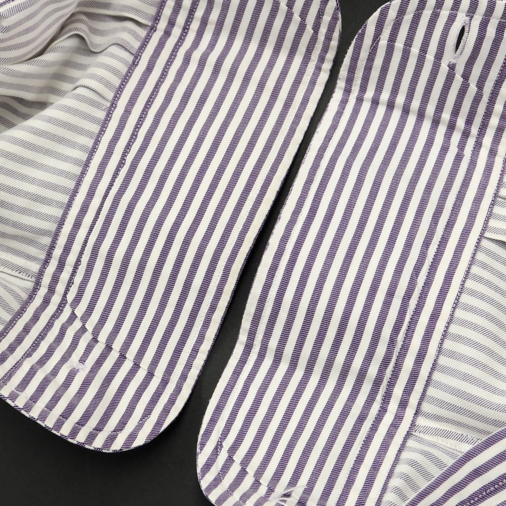 [Used] ORIAN Cotton Striped Semi-Wide Collar Dress Shirt White x Purple [37] [Condition Rank D] [Men&