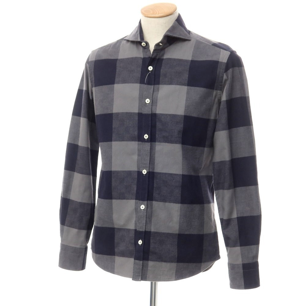 [Used] Giannetto Cotton Check Cutaway Casual Shirt Gray x Navy [S] [Condition Rank B] [Men&