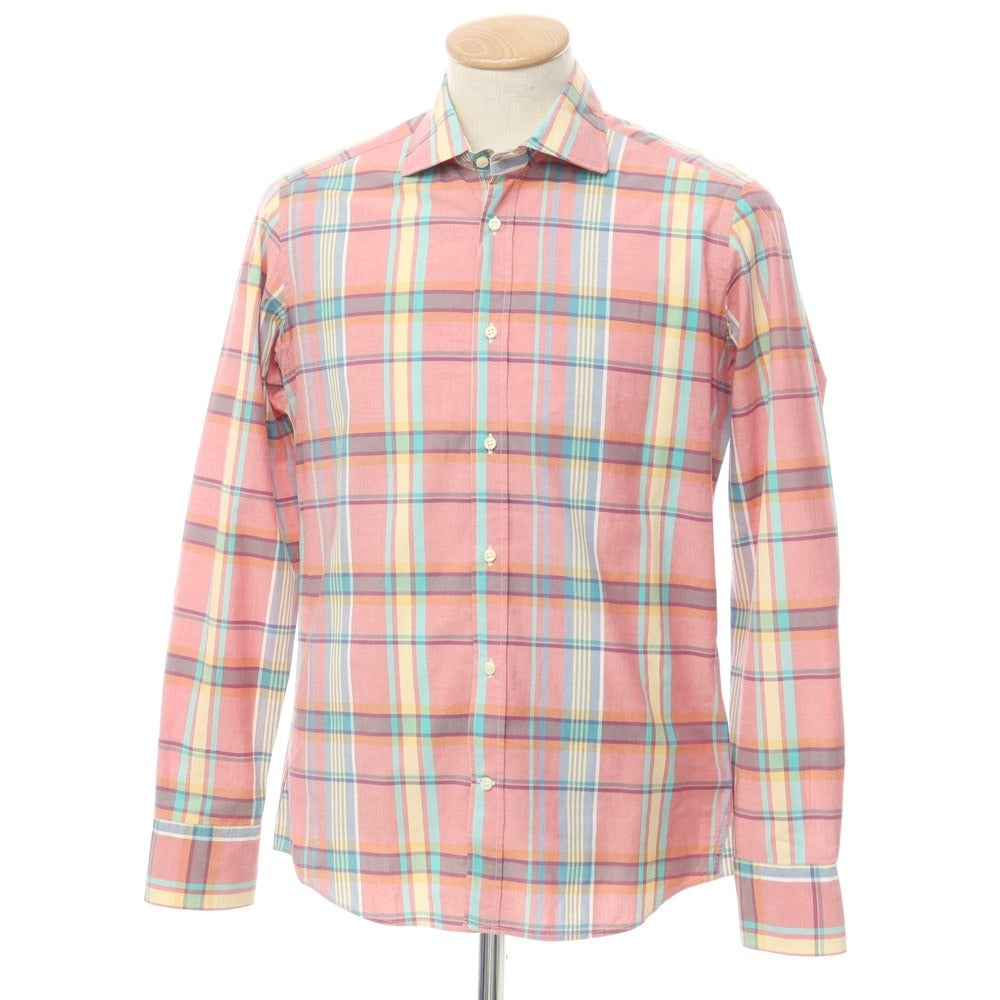 [Used] BEVILACQUA Cotton Check Wide Collar Casual Shirt Pink x Multicolor [S] [Condition Rank B] [Men&