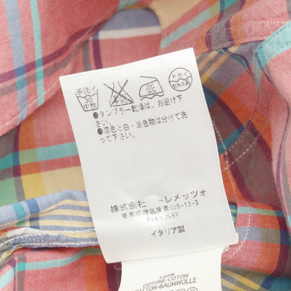 [Used] BEVILACQUA Cotton Check Wide Collar Casual Shirt Pink x Multicolor [S] [Condition Rank B] [Men&