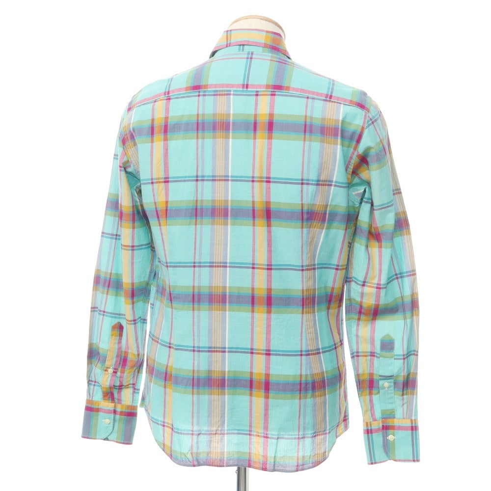 [Used] BEVILACQUA Cotton Check Wide Collar Casual Shirt Light Blue x Multicolor [S] [Condition Rank C] [Men&