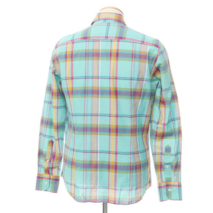 [Used] BEVILACQUA Cotton Check Wide Collar Casual Shirt Light Blue x Multicolor [S] [Condition Rank C] [Men&