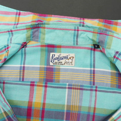 [Used] BEVILACQUA Cotton Check Wide Collar Casual Shirt Light Blue x Multicolor [S] [Condition Rank C] [Men&