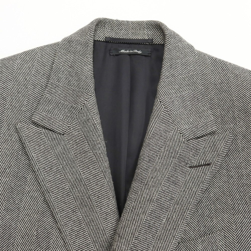 [Used] Dunhill Wool Herringbone Double Breasted Coat Black x White [46] [Condition Rank C] [Men&