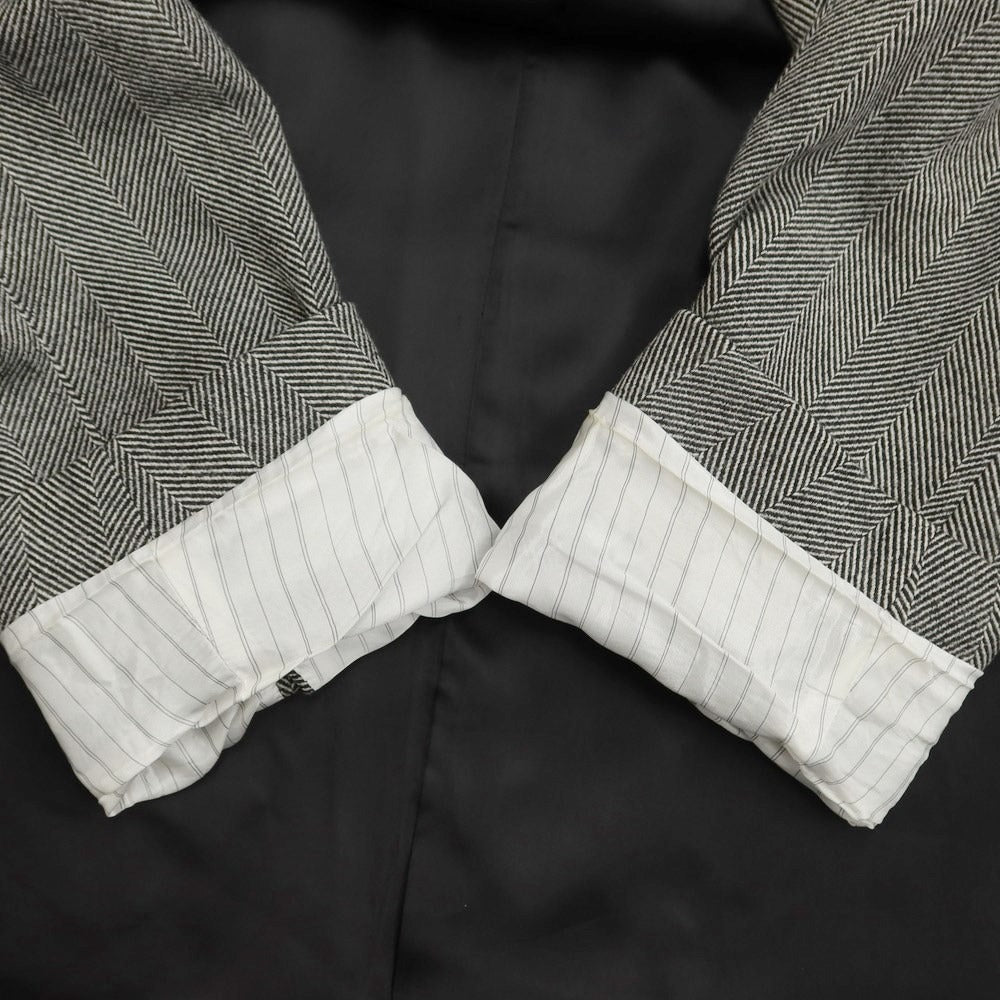 [Used] Dunhill Wool Herringbone Double Breasted Coat Black x White [46] [Condition Rank C] [Men&