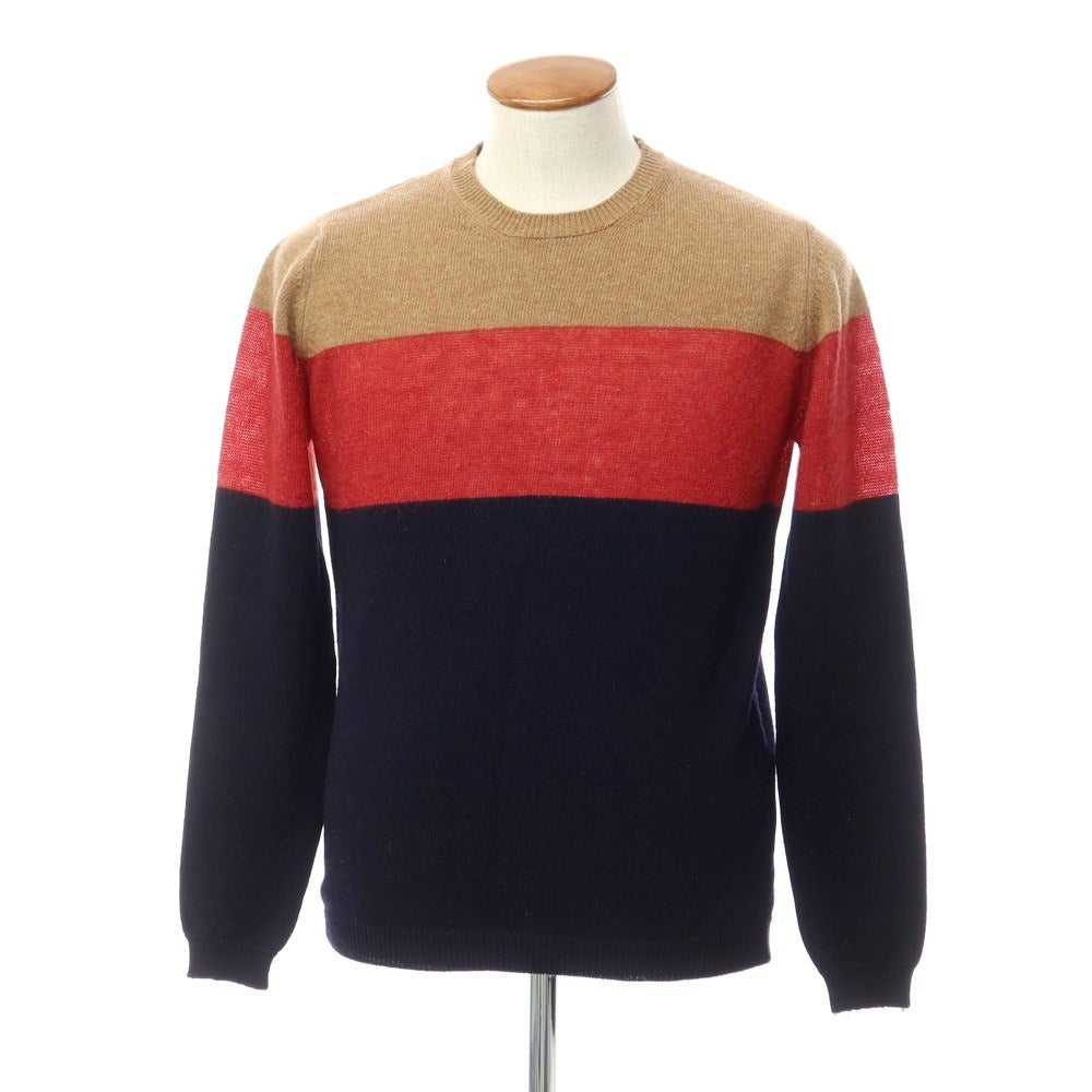 [Used] Roberto Collina ROBERTO COLLINA High gauge wool mohair crew neck knit Navy x red x brown [48] [Condition rank C] [Men&