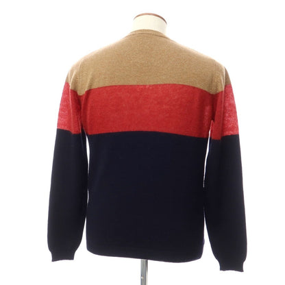 [Used] Roberto Collina ROBERTO COLLINA High gauge wool mohair crew neck knit Navy x red x brown [48] [Condition rank C] [Men&