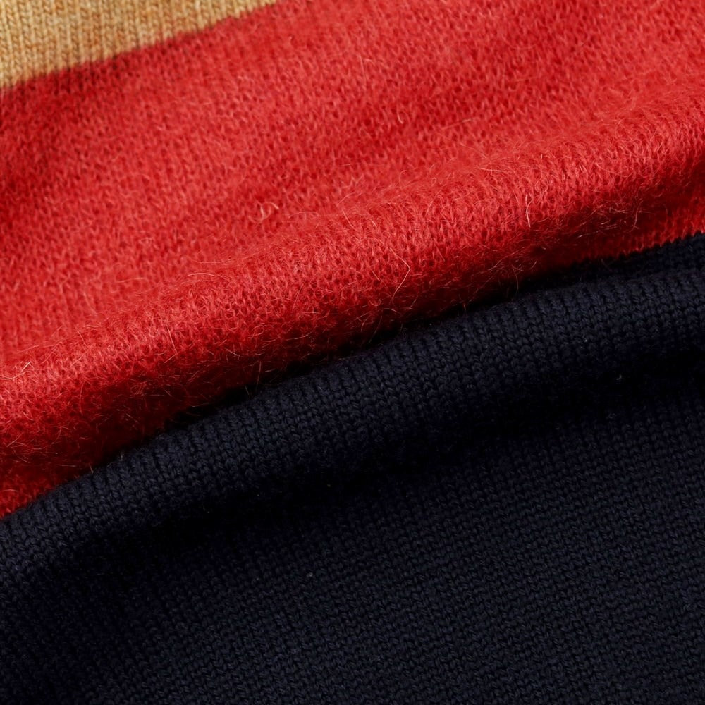 [Used] Roberto Collina ROBERTO COLLINA High gauge wool mohair crew neck knit Navy x red x brown [48] [Condition rank C] [Men&