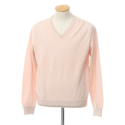 [Used] Dunhill high gauge wool V-neck knit, light pink [M] [Condition: C] [Men&