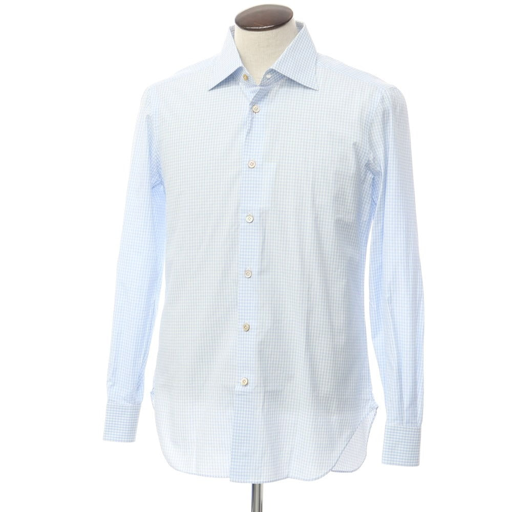 【中古】キートン Kiton コットン チェック ワイドカラー ドレスシャツ ライトブルーxホワイト【 41 】【 状態ランクB 】【 メンズ 】
[BPD]
