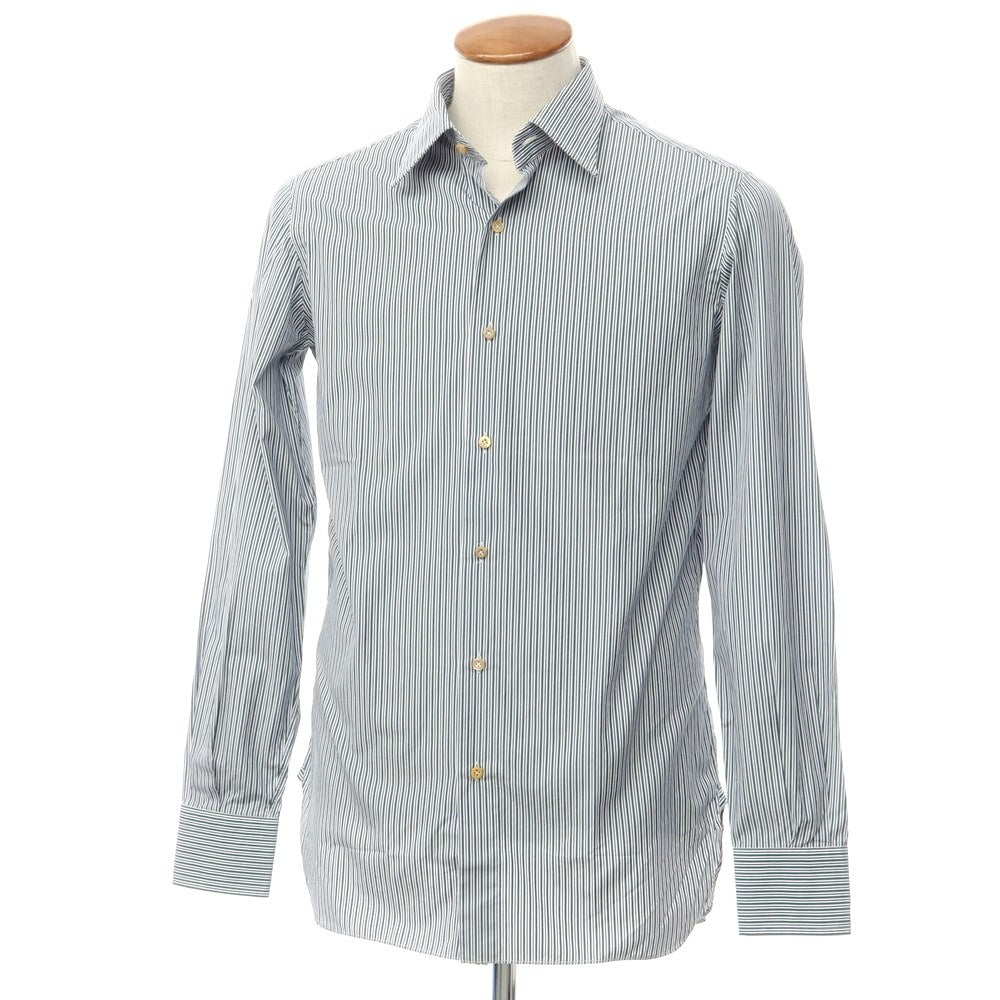 [New] STILE LATINO Cotton Striped Regular Collar Dress Shirt Dark Green x Navy [Size 39] [GRN] [S/S/A/W] [Condition Rank N] [Men&