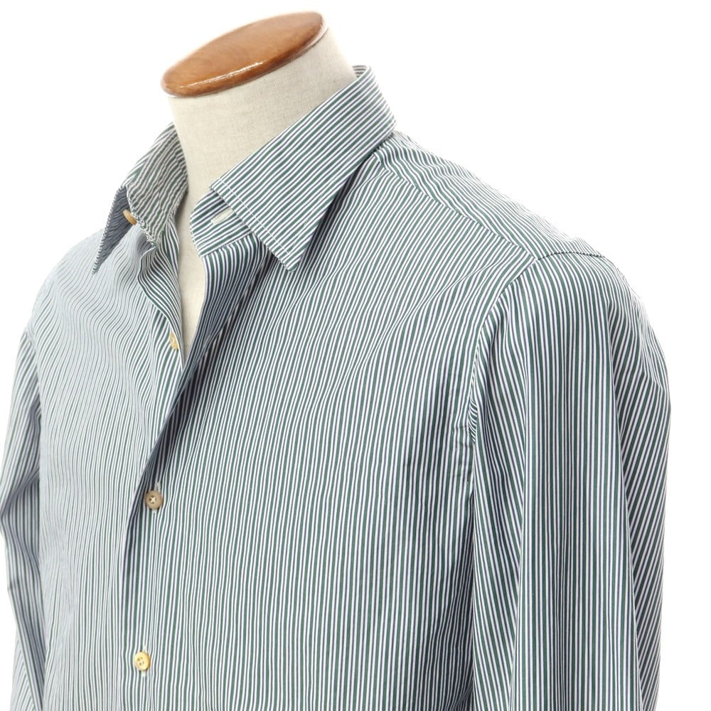 [New] STILE LATINO Cotton Striped Regular Collar Dress Shirt Dark Green x Navy [Size 39] [GRN] [S/S/A/W] [Condition Rank N] [Men&