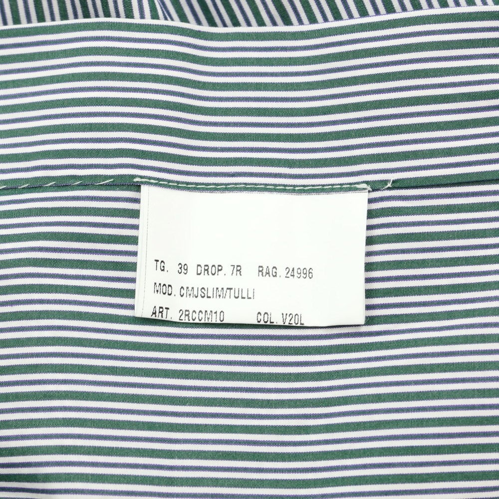 [New] STILE LATINO Cotton Striped Regular Collar Dress Shirt Dark Green x Navy [Size 39] [GRN] [S/S/A/W] [Condition Rank N] [Men&