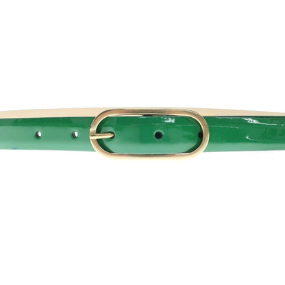 [New Outlet] PT TORINO Patent Leather Narrow Belt Green [95/110] [Condition Rank N-] [Men&