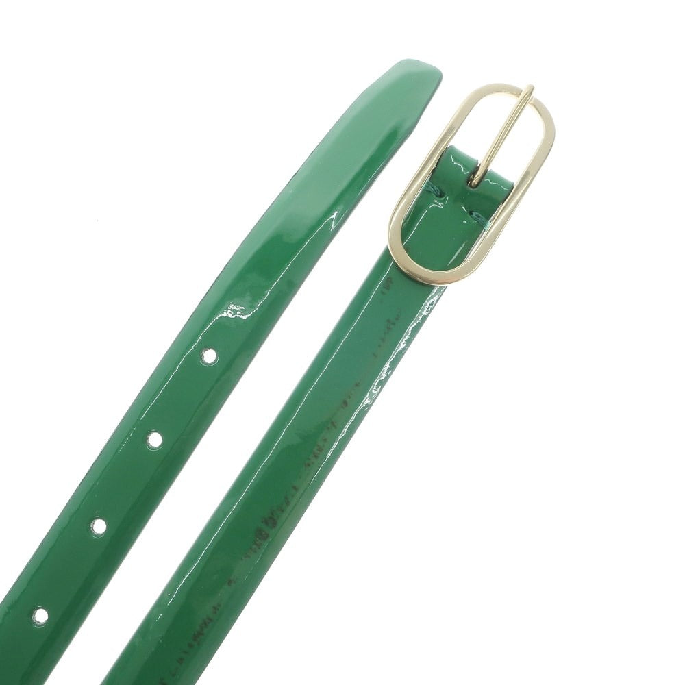 [New Outlet] PT TORINO Patent Leather Narrow Belt Green [95/110] [Condition Rank N-] [Men&