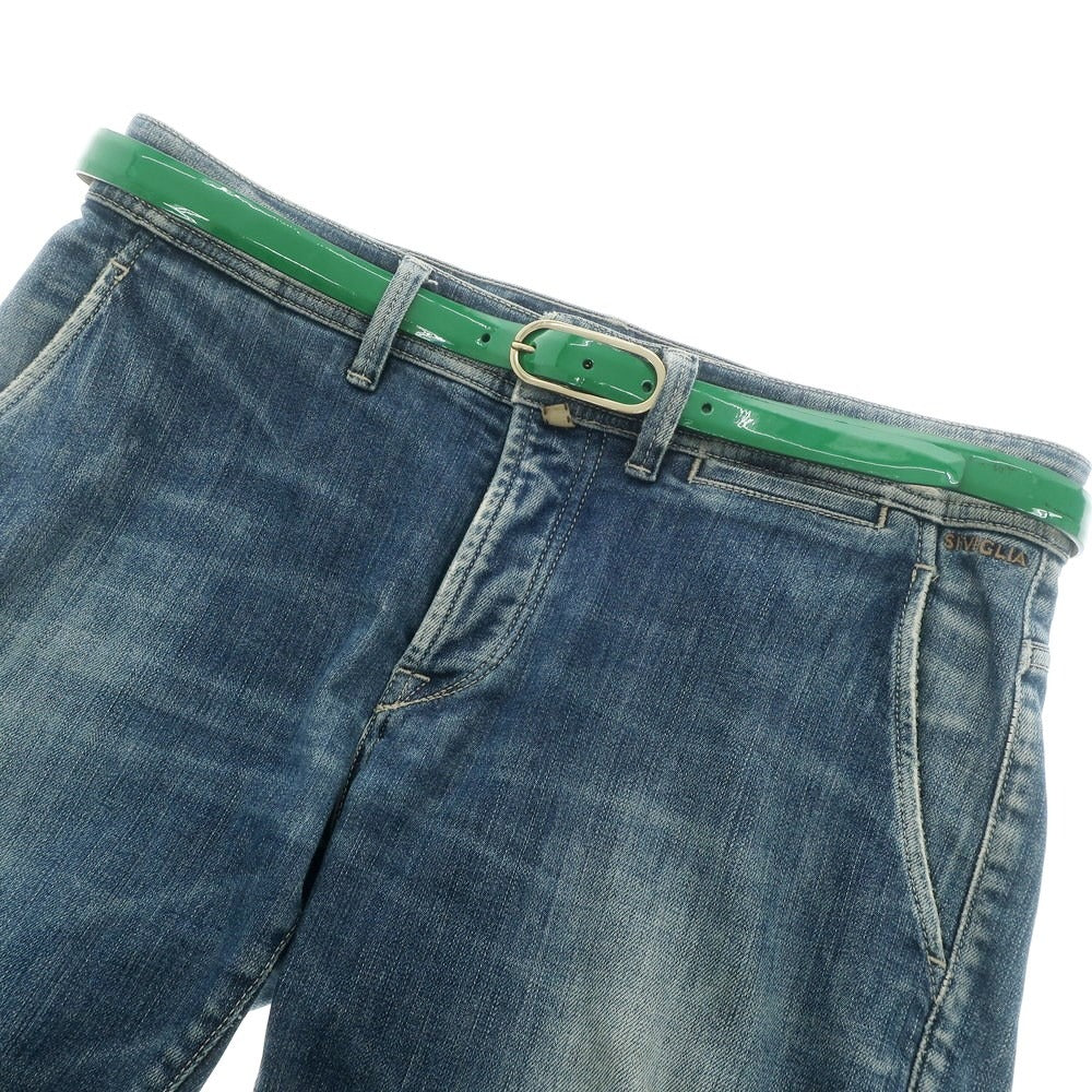 [New Outlet] PT TORINO Patent Leather Narrow Belt Green [95/110] [Condition Rank N-] [Men&