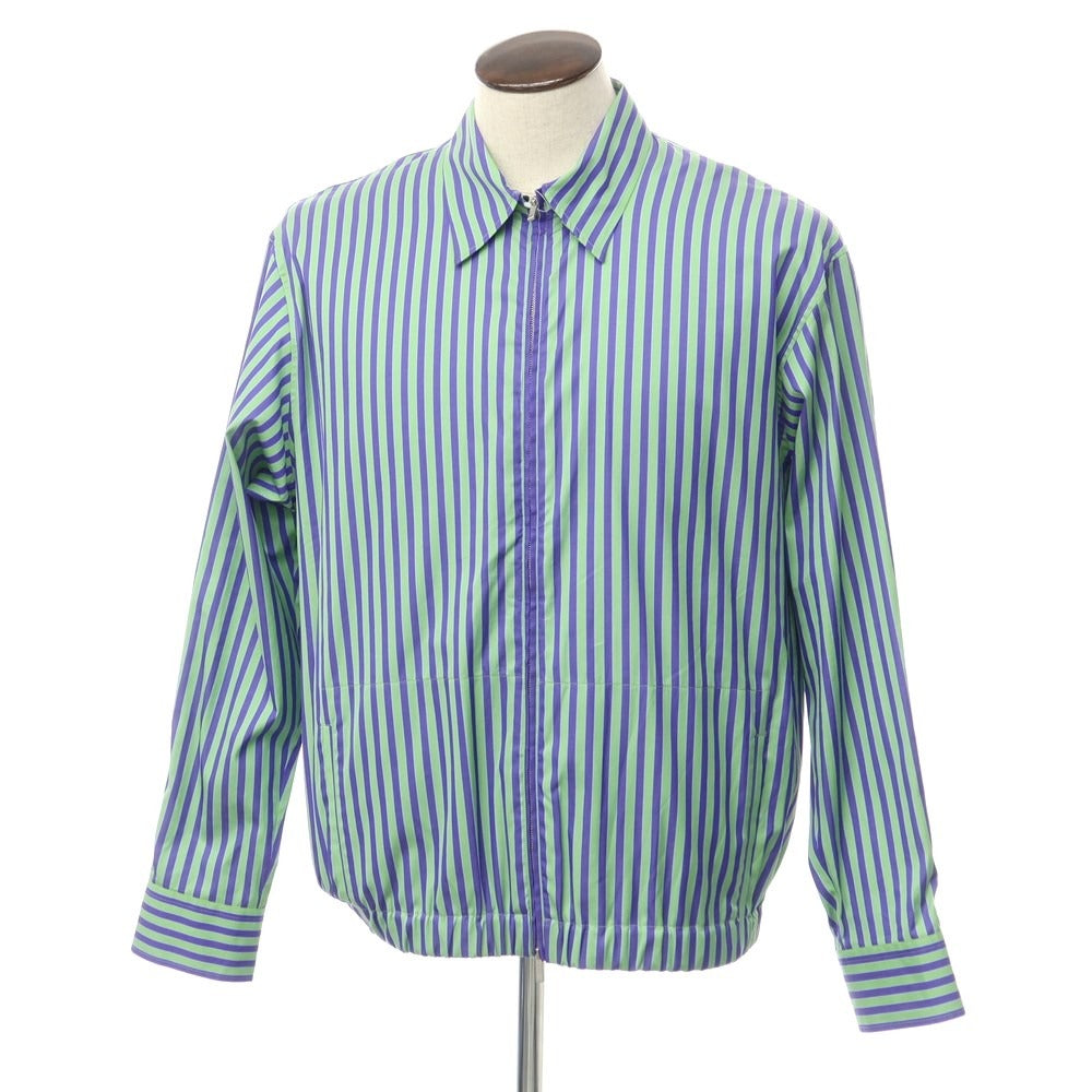 [New] PT TORINO Cotton Striped Zip-up Blouson Green x Purple [Size 48] [GRN] [S/S] [Condition Rank N] [Men&