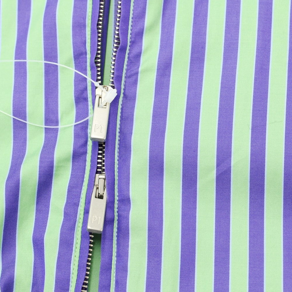 [New] PT TORINO Cotton Striped Zip-up Blouson Green x Purple [Size 48] [GRN] [S/S] [Condition Rank N] [Men&