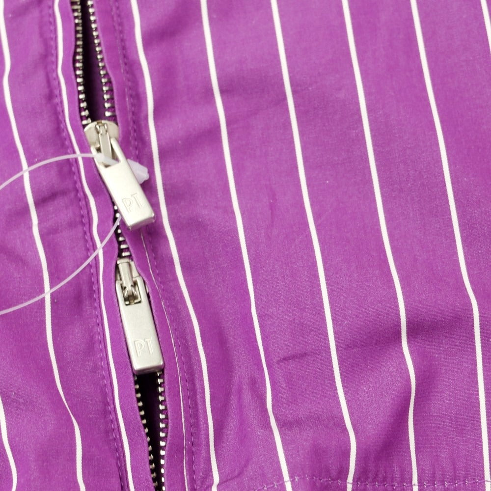 [New] PT TORINO Cotton Stripe Zip-up Blouson Purple x White [Size 48] [PUP] [S/S] [Condition Rank N] [Men&