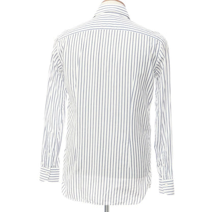 [Used] ERRICO FORMICOLA Cotton Striped Wide Collar Dress Shirt White x Navy [39] [Condition Rank C] [Men&