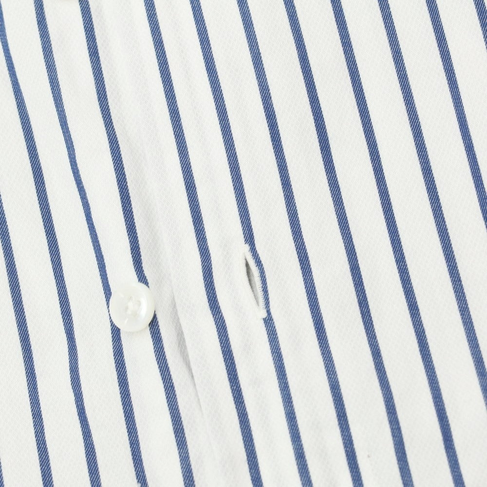 [Used] ERRICO FORMICOLA Cotton Striped Wide Collar Dress Shirt White x Navy [39] [Condition Rank C] [Men&