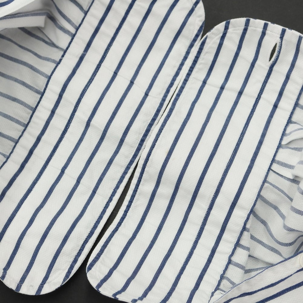 [Used] ERRICO FORMICOLA Cotton Striped Wide Collar Dress Shirt White x Navy [39] [Condition Rank C] [Men&