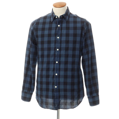 [Used] BOLZONELLA Cotton Check Casual Shirt Navy x Black [39] [Condition Rank C] [Men&