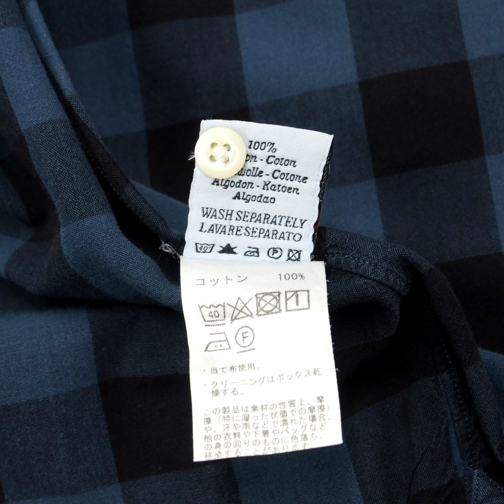 [Used] BOLZONELLA Cotton Check Casual Shirt Navy x Black [39] [Condition Rank C] [Men&