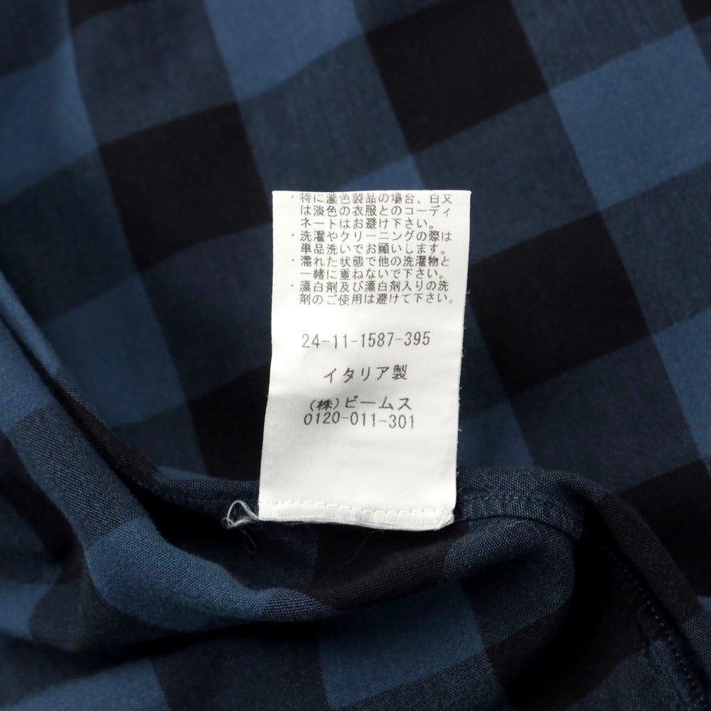 [Used] BOLZONELLA Cotton Check Casual Shirt Navy x Black [39] [Condition Rank C] [Men&