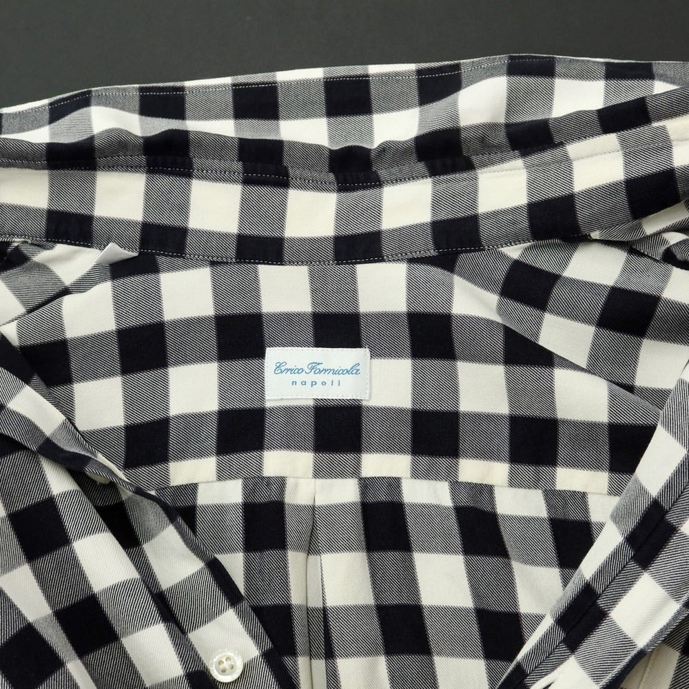 [Used] ERRICO FORMICOLA Cotton Button-down Casual Shirt Black x White [M] [Condition Rank D] [Men&