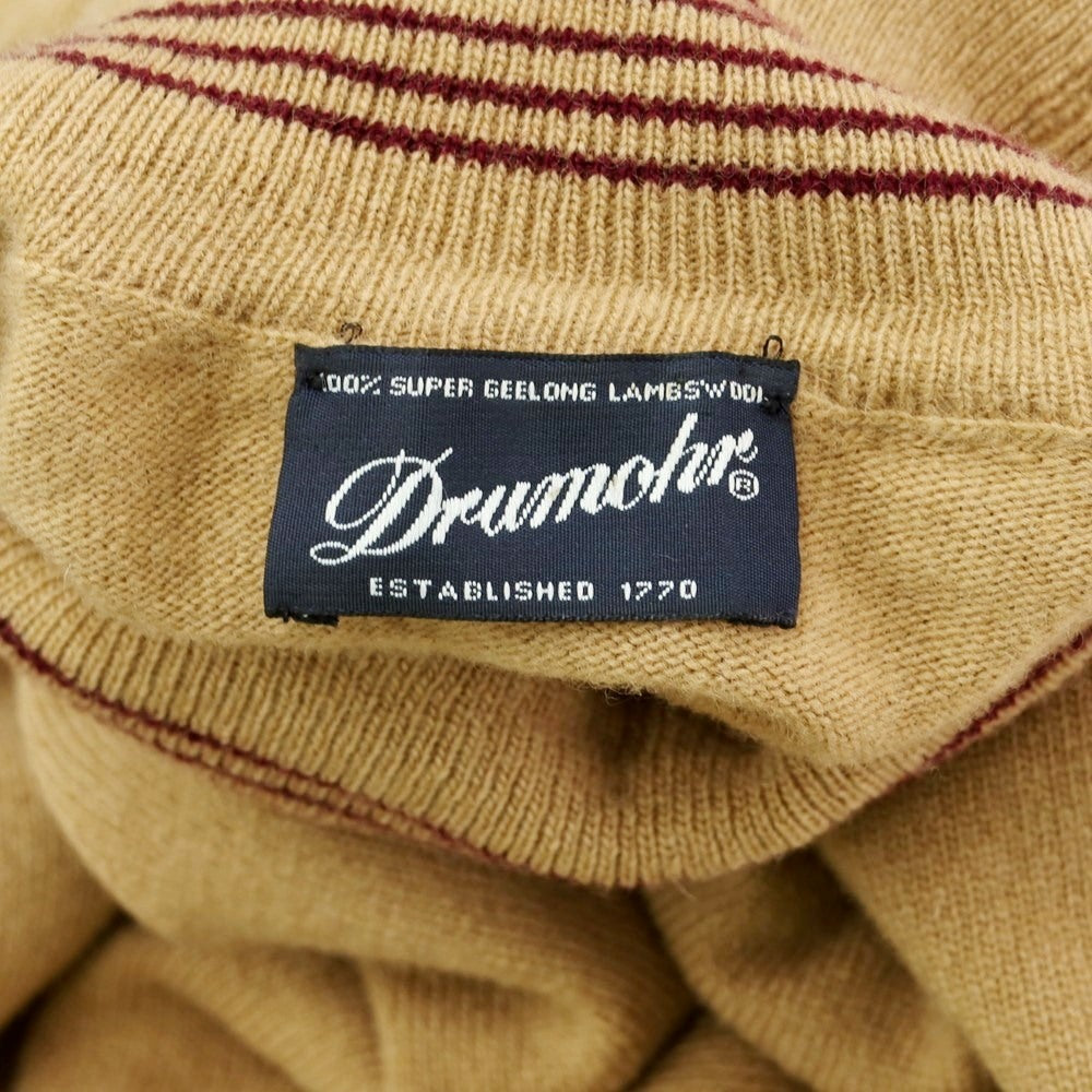 [Used] Drumohr high gauge wool turtleneck knit beige brown x burgundy [42] [Condition rank B] ​​[Men&