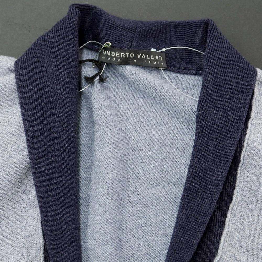 [Used] Umberto Valati high gauge wool knit cardigan, blue gray x navy [50] [Condition rank B] ​​[Men&