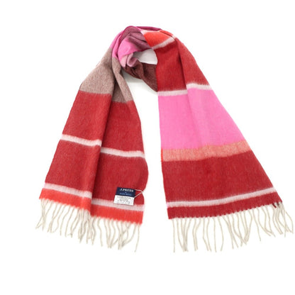 [Used] J.PRESS x ALEX BEGG Wool Angora Striped Scarf Red x Pink [Condition Rank B] ​​[Men&