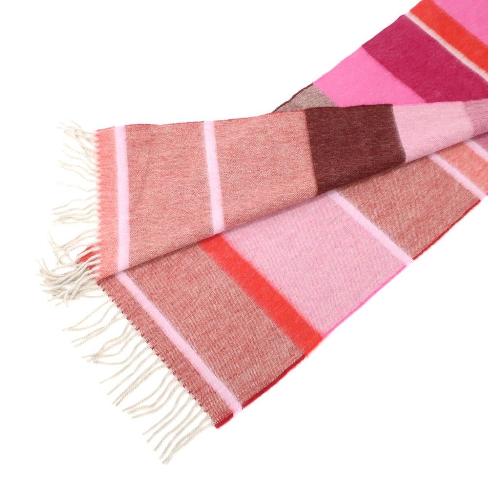 [Used] J.PRESS x ALEX BEGG Wool Angora Striped Scarf Red x Pink [Condition Rank B] ​​[Men&