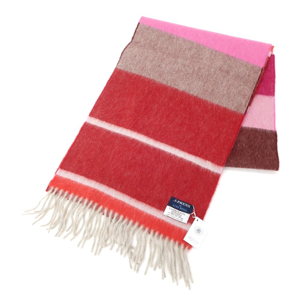 [Used] J.PRESS x ALEX BEGG Wool Angora Striped Scarf Red x Pink [Condition Rank B] ​​[Men&