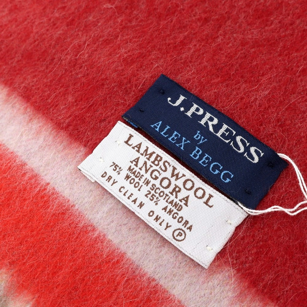 [Used] J.PRESS x ALEX BEGG Wool Angora Striped Scarf Red x Pink [Condition Rank B] ​​[Men&