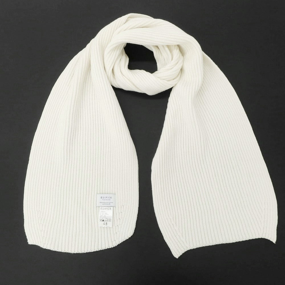 [Used] EDIFICE Mid-gauge wool knit scarf, ivory [Condition: B] [Men&