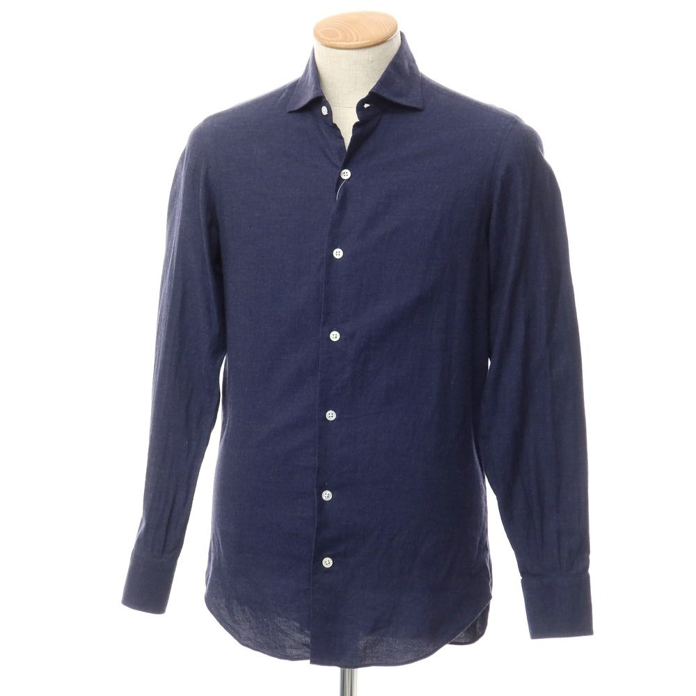 [Used] Maria Santangelo Cotton Horizontal Collar Casual Shirt Navy [S] [Condition Rank C] [Men&