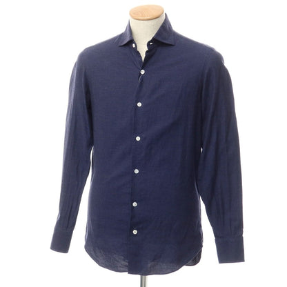 [Used] Maria Santangelo Cotton Horizontal Collar Casual Shirt Navy [S] [Condition Rank C] [Men&