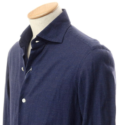 [Used] Maria Santangelo Cotton Horizontal Collar Casual Shirt Navy [S] [Condition Rank C] [Men&