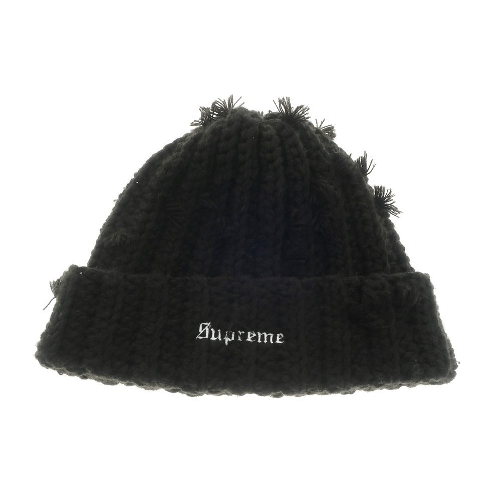 スクエアリーフ」 Supreme 2-Tone Rib Beanie Black 黒 ビーニー