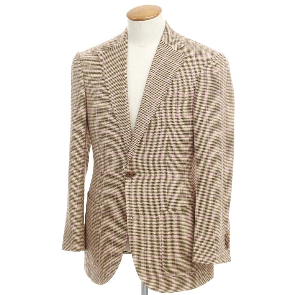 [Used] Takizawa Shigeru Wool Check Jacket Beige x Brown [46 Drop7] [Condition Rank C] [Men&