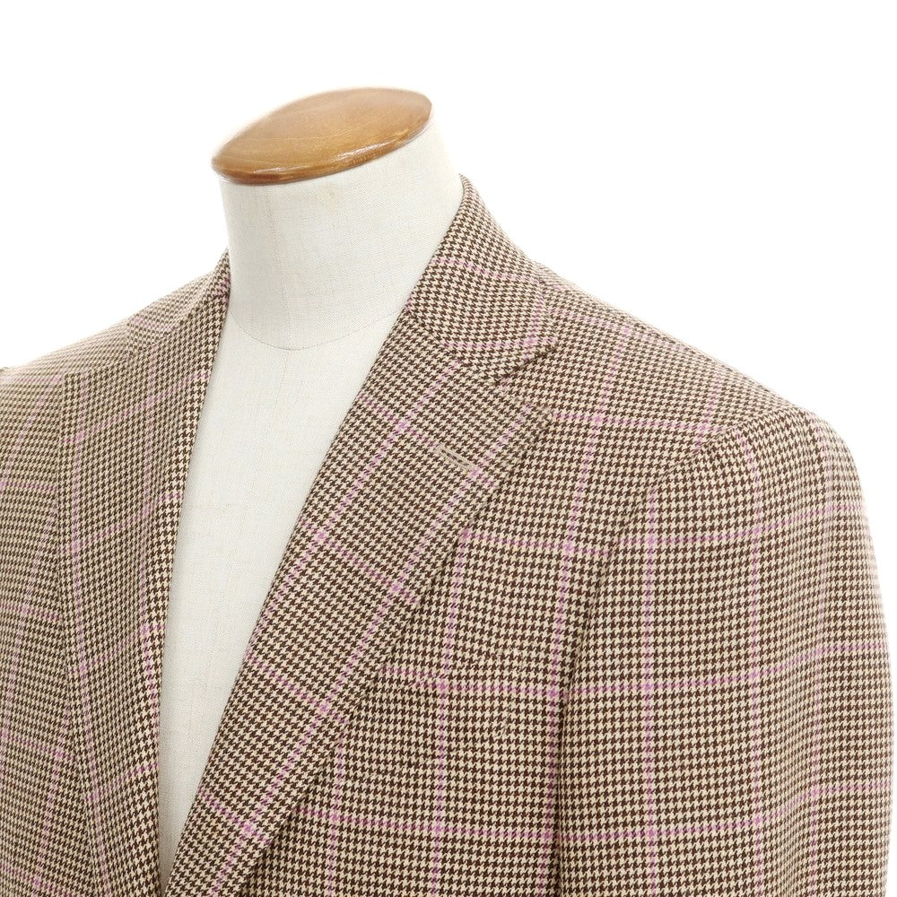 [Used] Takizawa Shigeru Wool Check Jacket Beige x Brown [46 Drop7] [Condition Rank C] [Men&