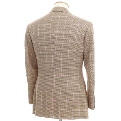 [Used] Takizawa Shigeru Wool Check Jacket Beige x Brown [46 Drop7] [Condition Rank C] [Men&