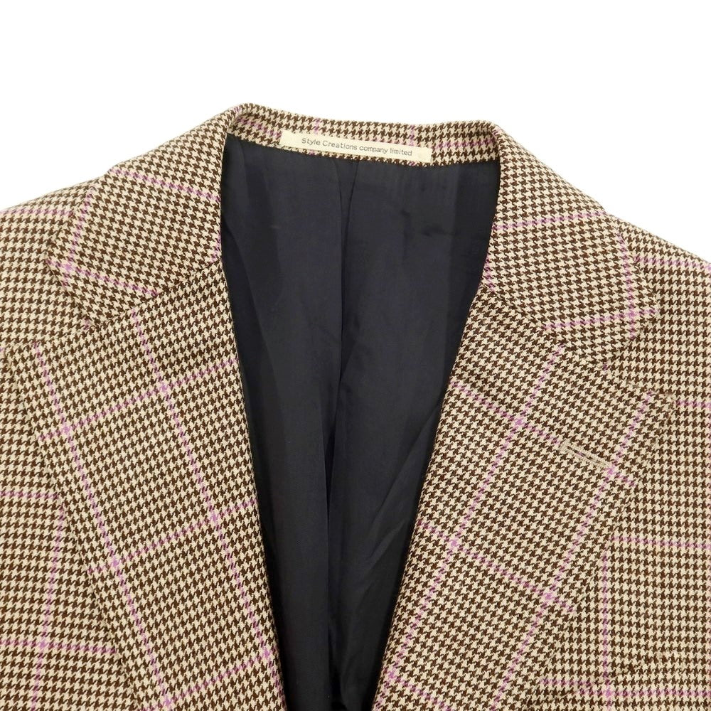 [Used] Takizawa Shigeru Wool Check Jacket Beige x Brown [46 Drop7] [Condition Rank C] [Men&