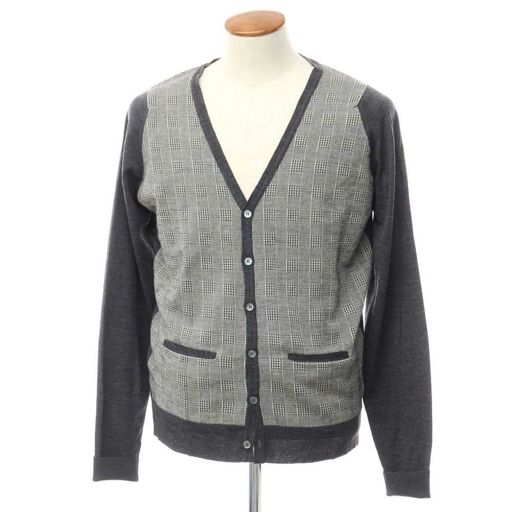 [Used] John Smedley wool cardigan, grey x white [Size M] [GRY] [A/W] [Condition rank B] ​​[Men&