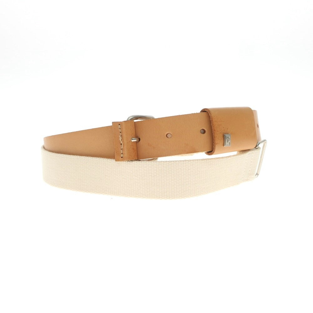 [Used] Veronique BRANQUINHO Leather x Canvas Belt Beige x Ivory [46] [Condition Rank C] [Men&