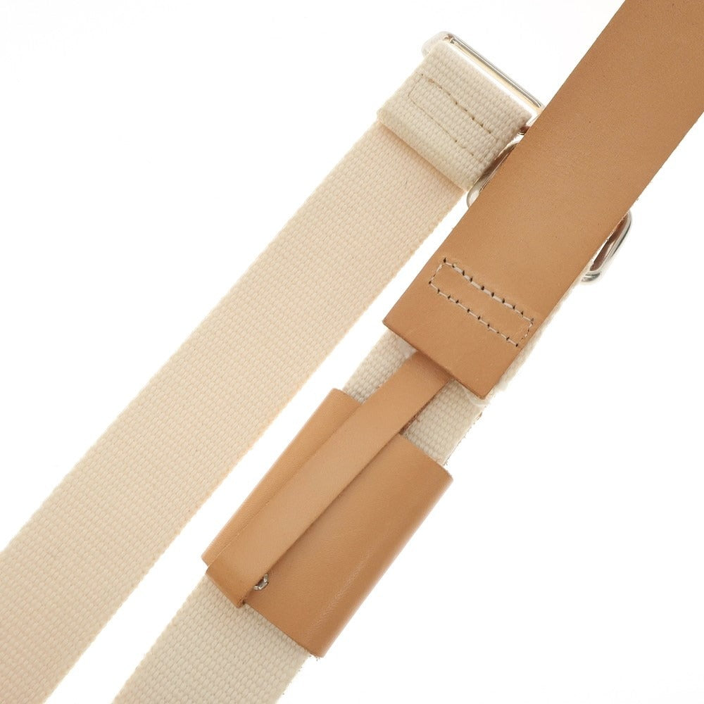 [Used] Veronique BRANQUINHO Leather x Canvas Belt Beige x Ivory [46] [Condition Rank C] [Men&