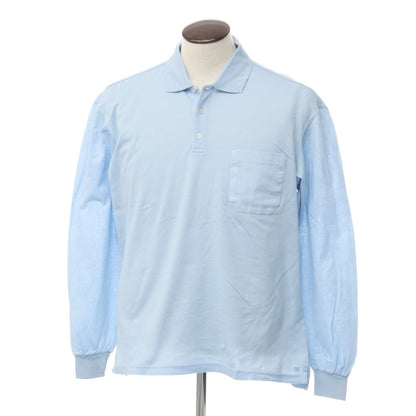 [Used] Les Copains Cotton Long Sleeve Polo Shirt Light Blue [54] [Condition Rank B] ​​[Men&